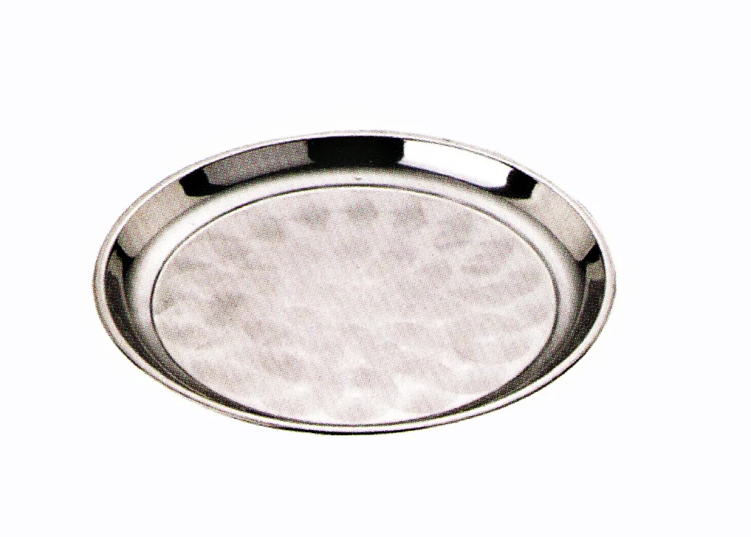 Stainless Steel Kitchenware Decorative Pattern Round Plate Tray / Dinner Plate Sp026