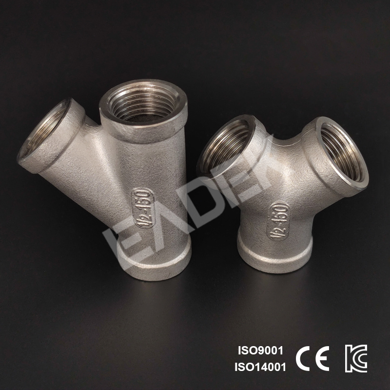 Stainless Steel Y Type Threaded Pipe Tee Joint Fitting Connection
