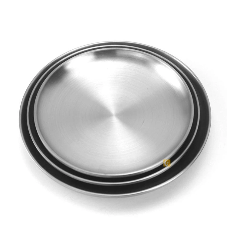 304 Stainless Steel Drop-Resistant Kitchen Tableware Round Dinner Plate Serving Plate