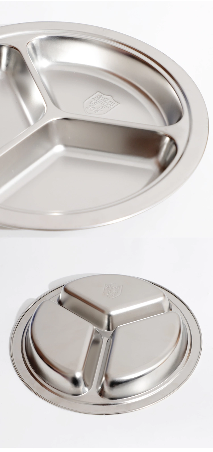 304 Stainless Steel Tableware Plates Dishes Dinner Metal Food Plate Food Tray Dinner Plates with Compartment