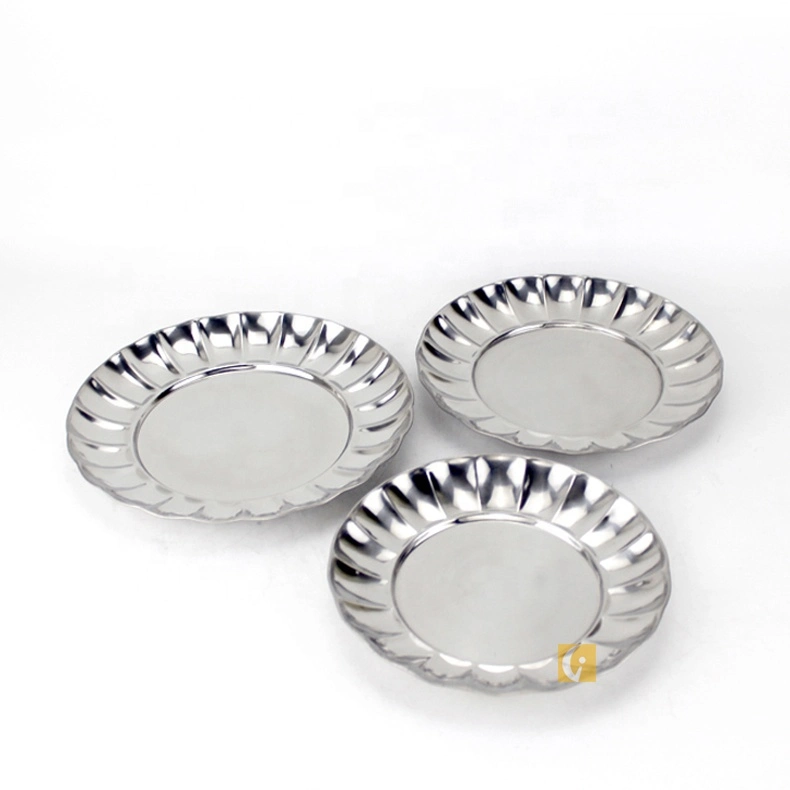 Hot-Sale Delicate 20cm/22cm/24cm Stainless Steel 410 Dinner Plate Round Fruit Plate