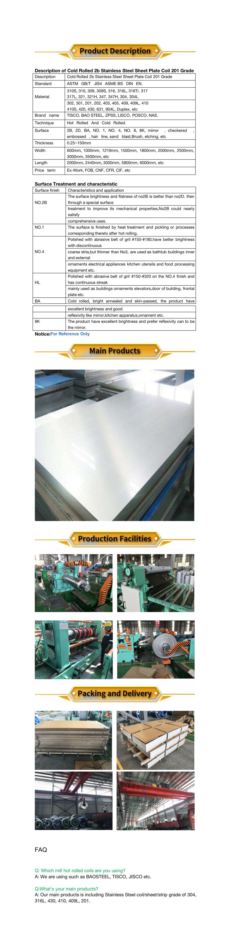 201 Stainless Steel Plates Stainless Steel Coil Sheet