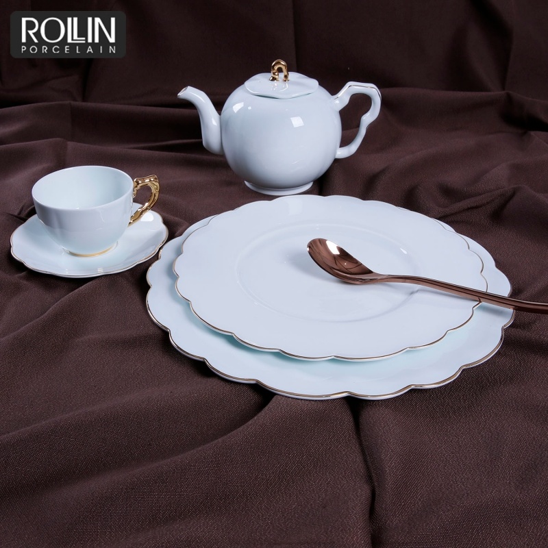 Fine Bone China with Gold Rim Design Plates for Hotel and Restaurant
