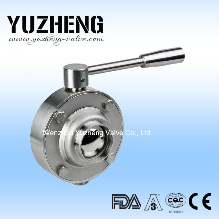 Yongda Sanitary Welded Butterfly Valve SS304 SS316L, Welded/ Screw Thread Connection
