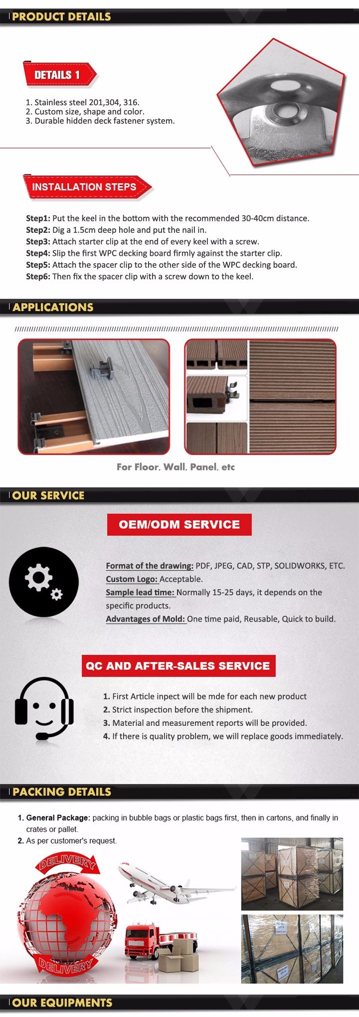 OEM Stainless Steel Stamping Clip Flooring Accessories
