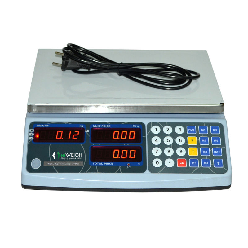 Electronic Retail Weighing Scale 30kg with Stainless Steel Pan