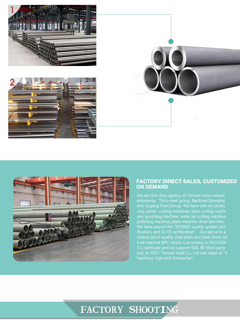 Jinan ASTM 304/316/316L Stainless Steel Seamless Pipes and Tubes