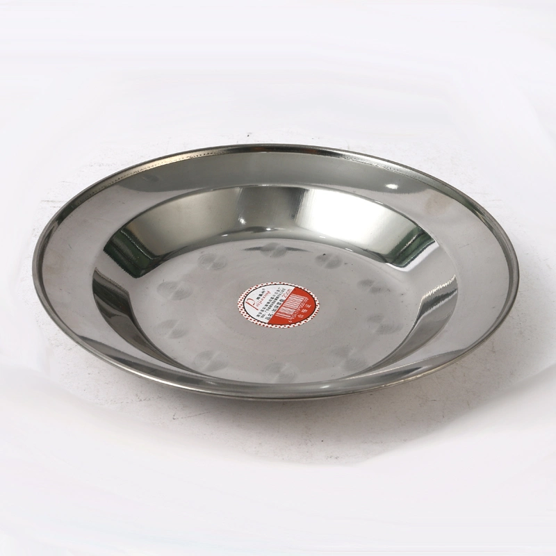 Round Tray Eco-Friendly Stainless Steel Dinner Plates Dishes Round Plate Tableware Tray