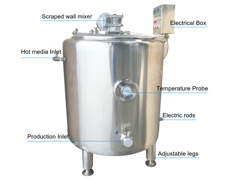 Price of Stainless Steel Mixing Tank with Agitator Homogenizing Blending Tank for Ice Cream
