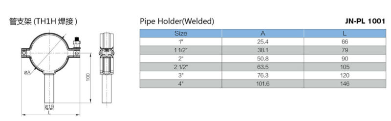 Stainless Steel Food Grade Sanitary Pipe Fittings Pipe Holder (JN-FL2001)
