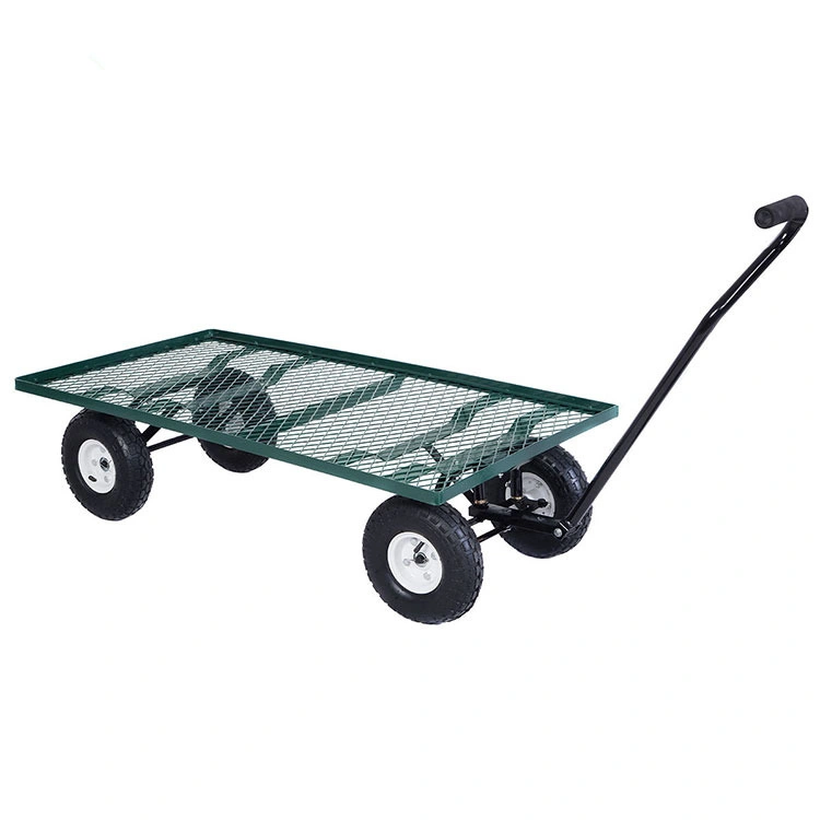 Low Price 250kg Load Capacity Four Wheels Stainless Steel Mesh Garden Tool Cart