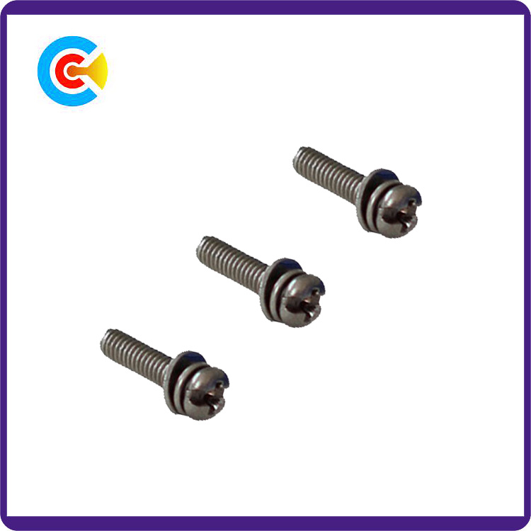 GB/DIN/JIS/ANSI Stainless-Steel/Carbon-Steel Anti-Slip Terminal Combination Screws Plate Head Combination Screws