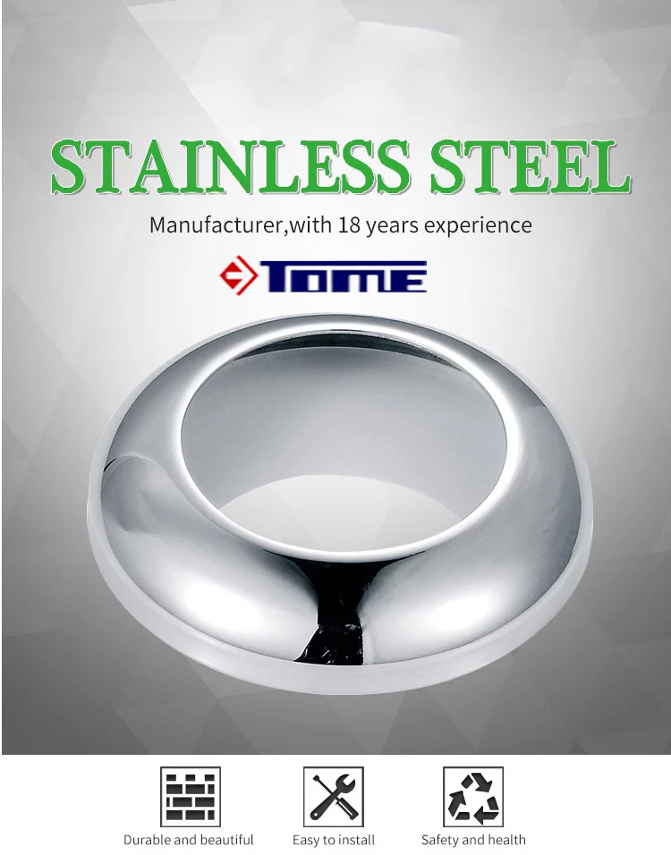 Stainless Steel Handrail Round Tube Base Plate Flat Cover