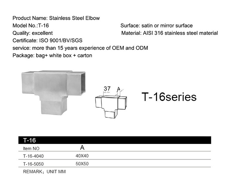 Square Tube Elbow Stainless Steel Pipe Connector