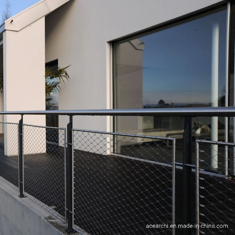 Ace Outdoor Balcony Stainless Steel Rope Mesh Infilled Railing Balustrade Inox