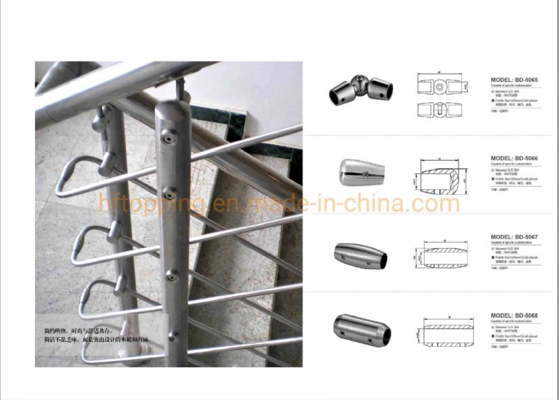 Simple Stair Case Stainless Steel Balustrade / Handrail / Railing Stainless Steel Frame Rod