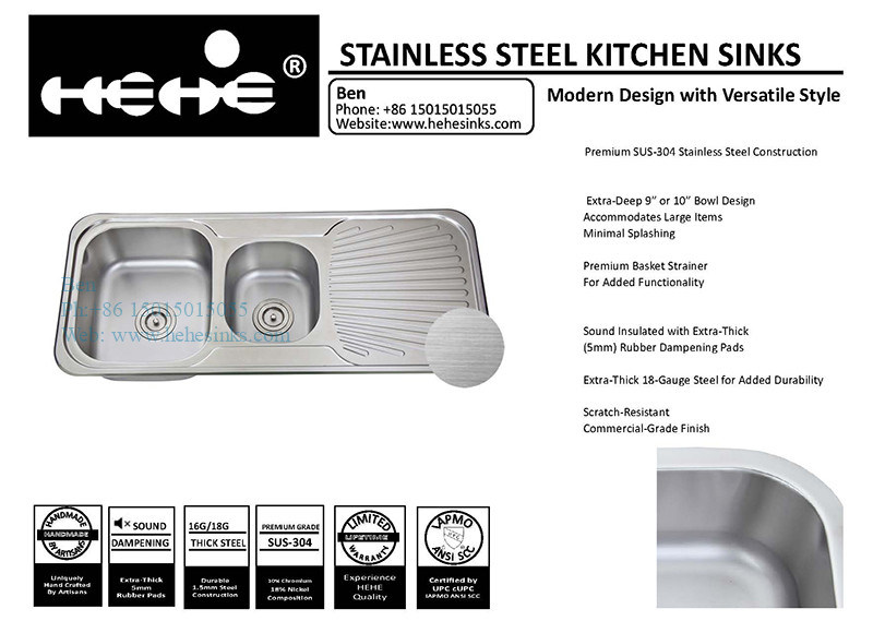 Stainless Steel Top Mount Double Bowl Kitchen Sink