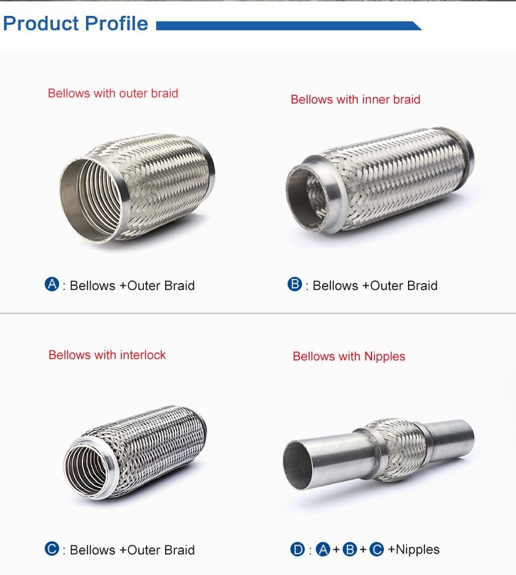 Auto Exhaust Flex Pipe Stainless Steel Exhaust Couplings with Interlock
