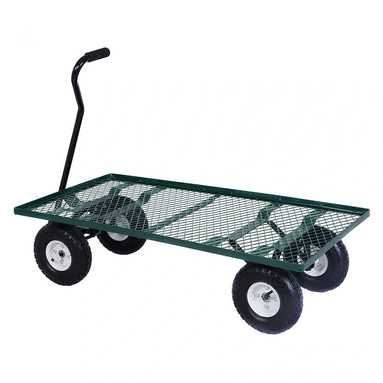 Low Price 250kg Load Capacity Four Wheels Stainless Steel Mesh Garden Tool Cart