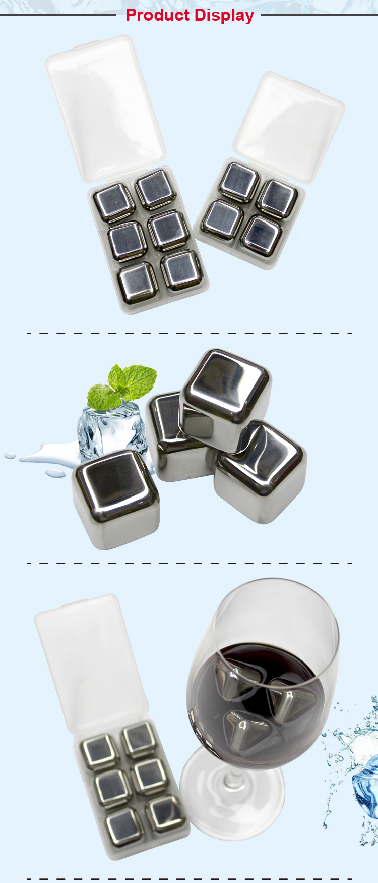 Eco-Friendly Stainless Steel Ice Cube Reusable Wine Cooler