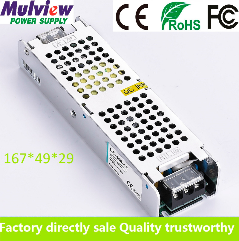 12V100W Ultra Slim Thin Regulated AC DC LED Swithing Power Supplies