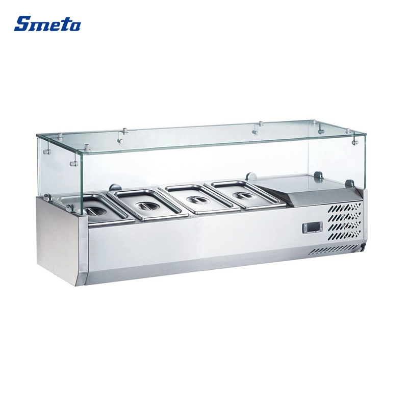 120cm 4*1/3 Gn Stainless Steel Table Top Display Island Salad Bar