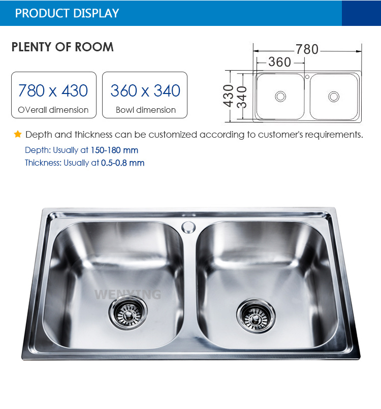 Stainless Steel Top Mount Sink with Rust-Resistant