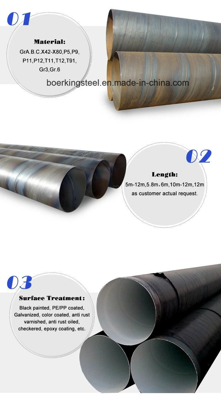 12/18/20/22 Inch A53 API 5L SSAW Steel Tube Large Diameter Steel Pipe