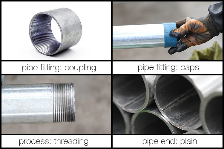 Low Carbon Steel Threaded Galvanized Steel Pipe 1 1/4 Inch
