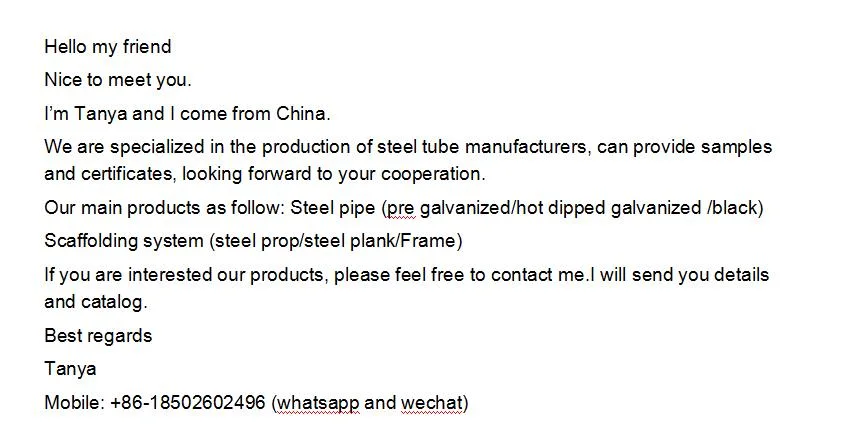 BS 1387 Pre Galvanized Steel Pipe and Hot DIP Galvanized Steel Pipe