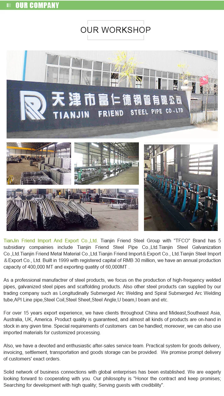 Construction Material Welded Steel Pipes and Tubes in Tianjin, China