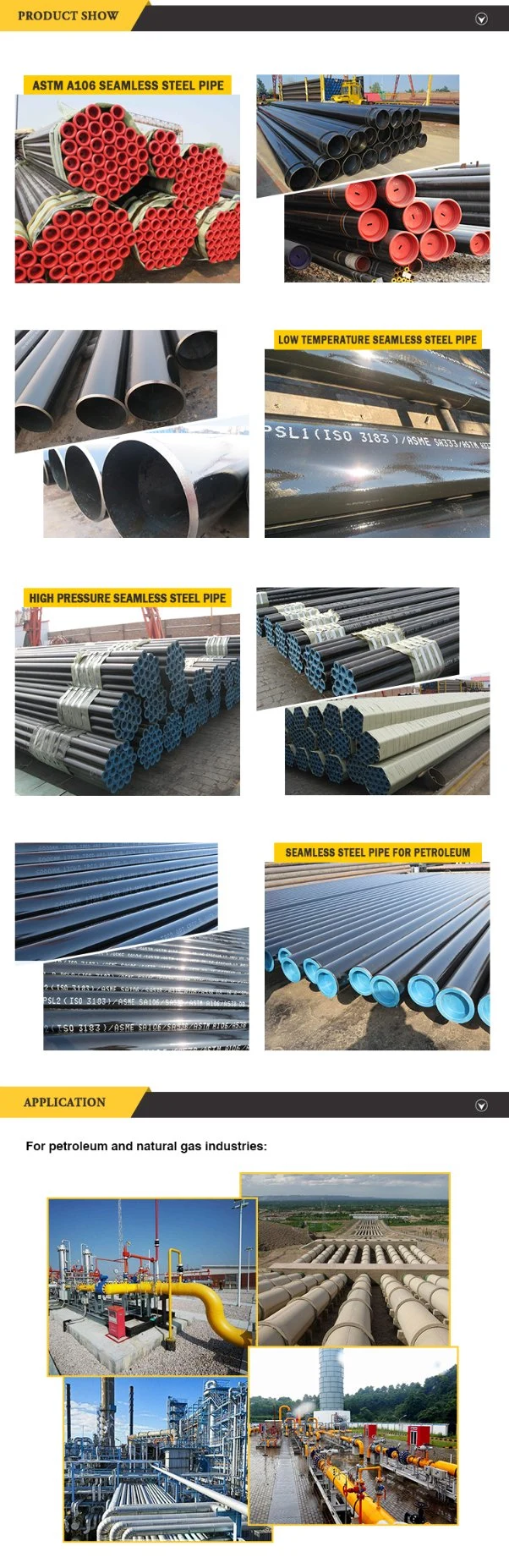 Coated & Non Coated Seamless Pipe Seamless Carbon Steel Pipe ASTM A106b/API5l/API5CT/ASME 36.10, Smls Pipe