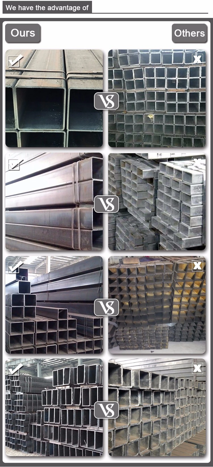 Shs Rhs Steel Tubes Welded or Seamless Iron Square Hollow Section Steel Square Pipe
