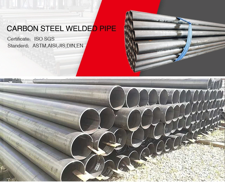 Mild Carbon Steel Straight ERW Welded Black Steel Round Pipe