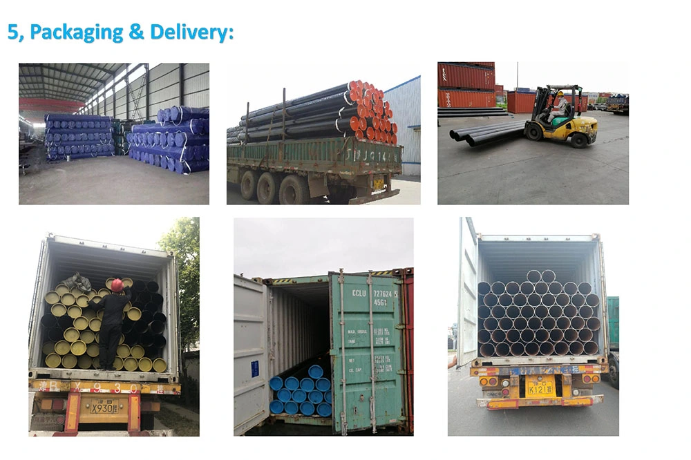 API 5L ASTM A53 Water Transportation Black Round ERW Steel Pipe