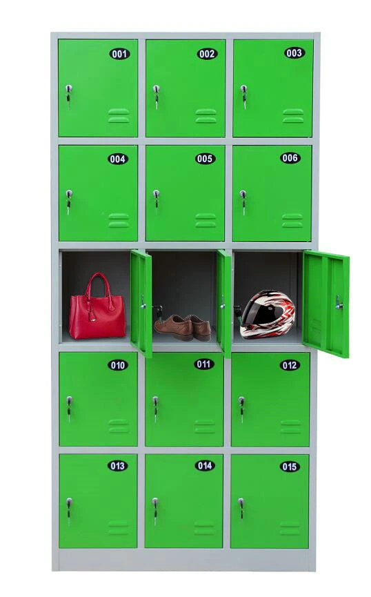 Colorful 15 Door Compartment Steel Staff Cabinet Metal Locker