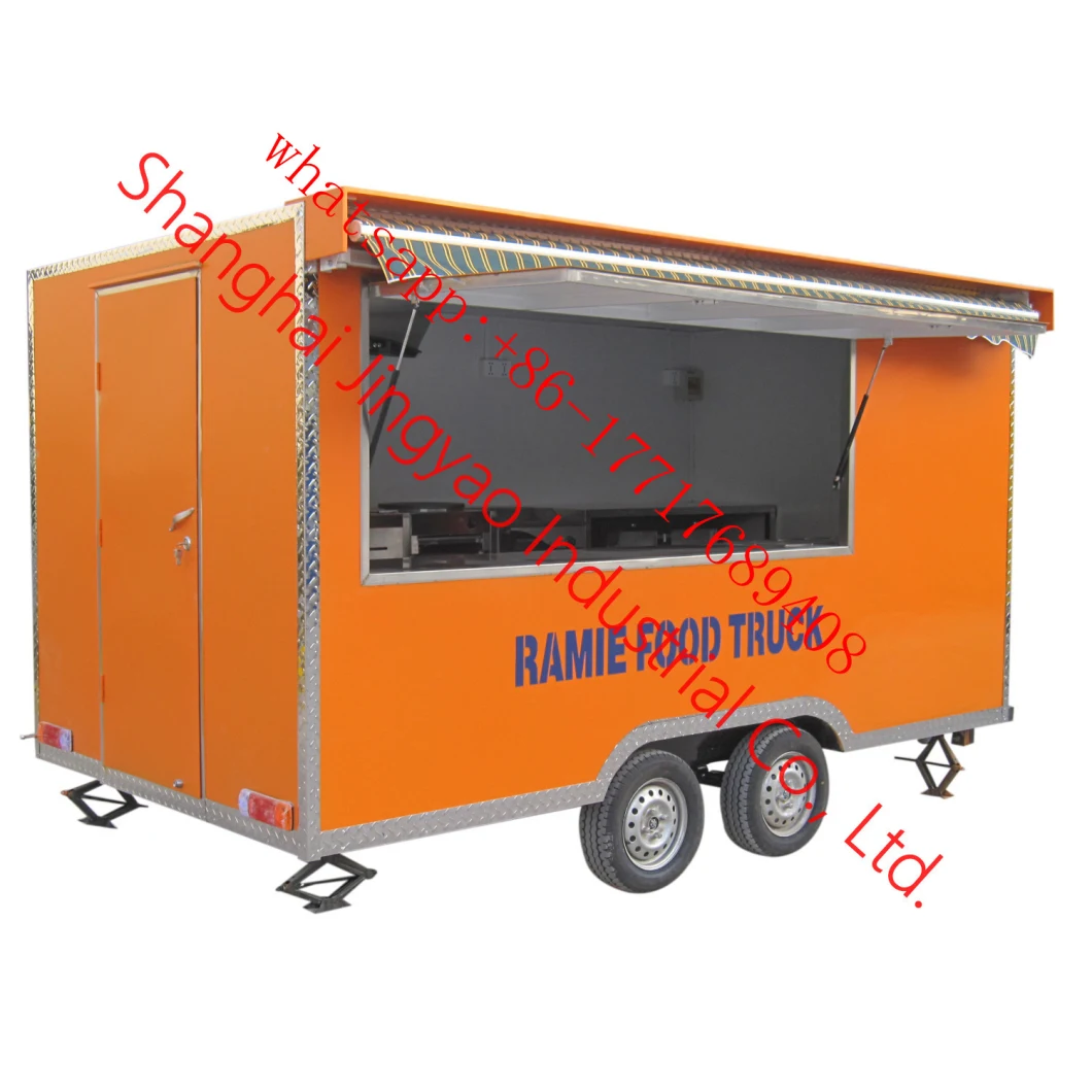 Round Corner Food Service Cart Mobile Fast Food Fiberglass Food Trailer for Sale Food Vending Trailer Moving Food Trailer Snacks Food Van Cart Food Kiosk Cart