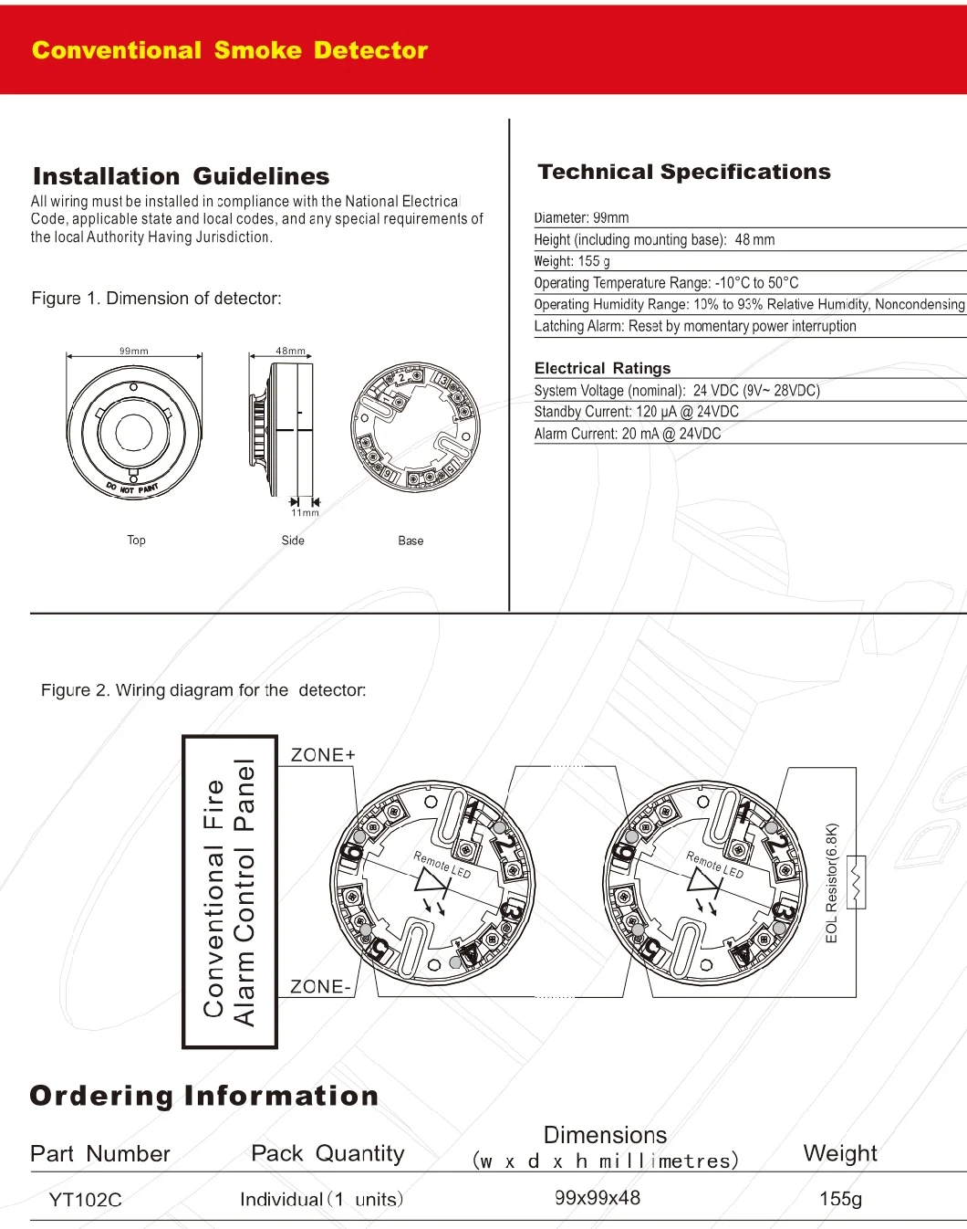 Conventional Smoke or Heat Detector in Conventional Fire Alarm System