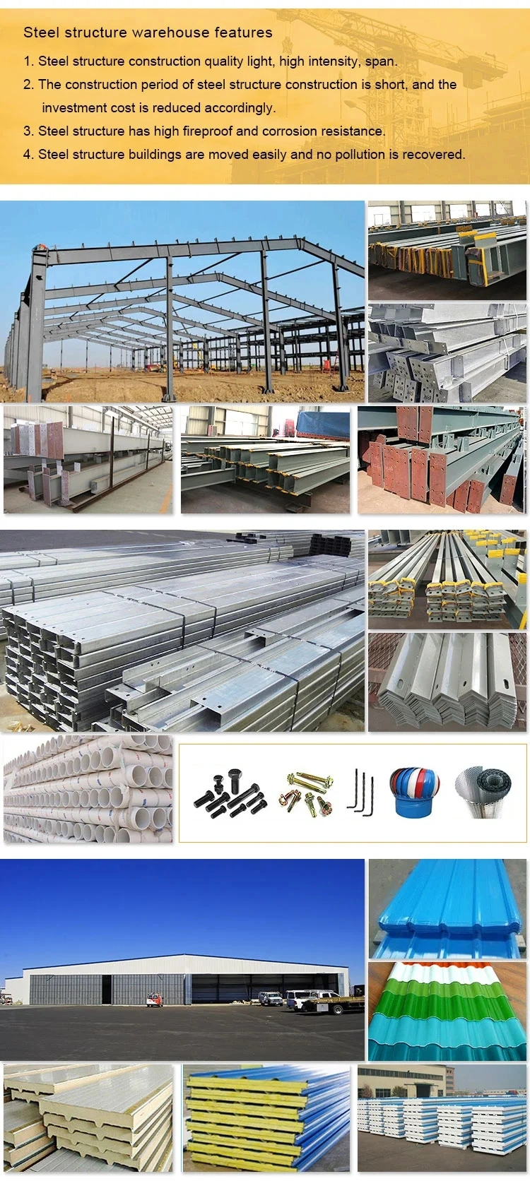 China General Structural Steel Metal Space Frame Storage Sheds Warehouse Construction Cold Storage Warehouse Construction