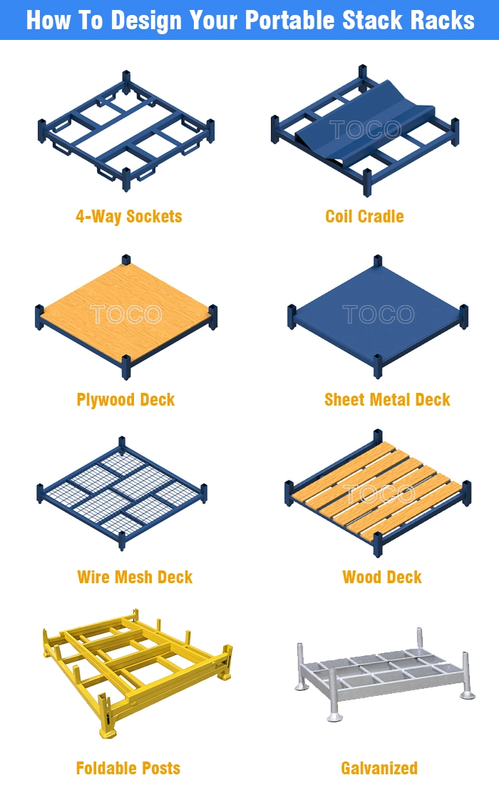 Warehouse Light Duty Bulk Storage Movable Stacking in Warehouse with Wire Mesh Deck