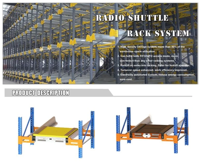 High Density Wireless Remote Control Storage Radio Shuttle Racking