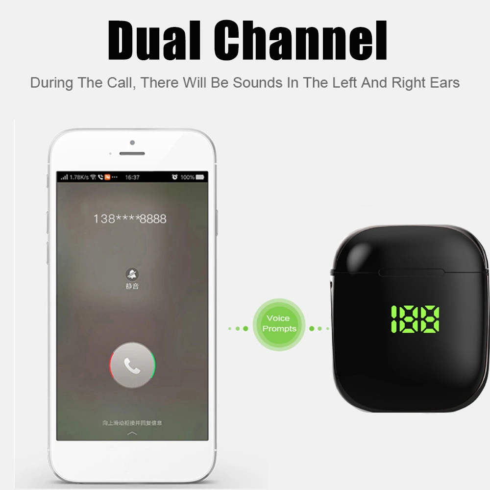 Portable Mini Wireless Headphone LED Digital Display Tws Bluetooth 5.0 Earphone for Sports