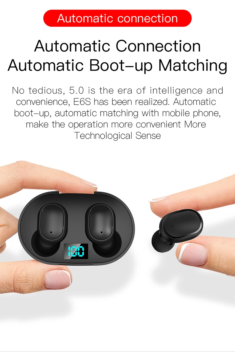 Bluetooths 5.0 Wireless Earbuds with Mic & LED Digital Display