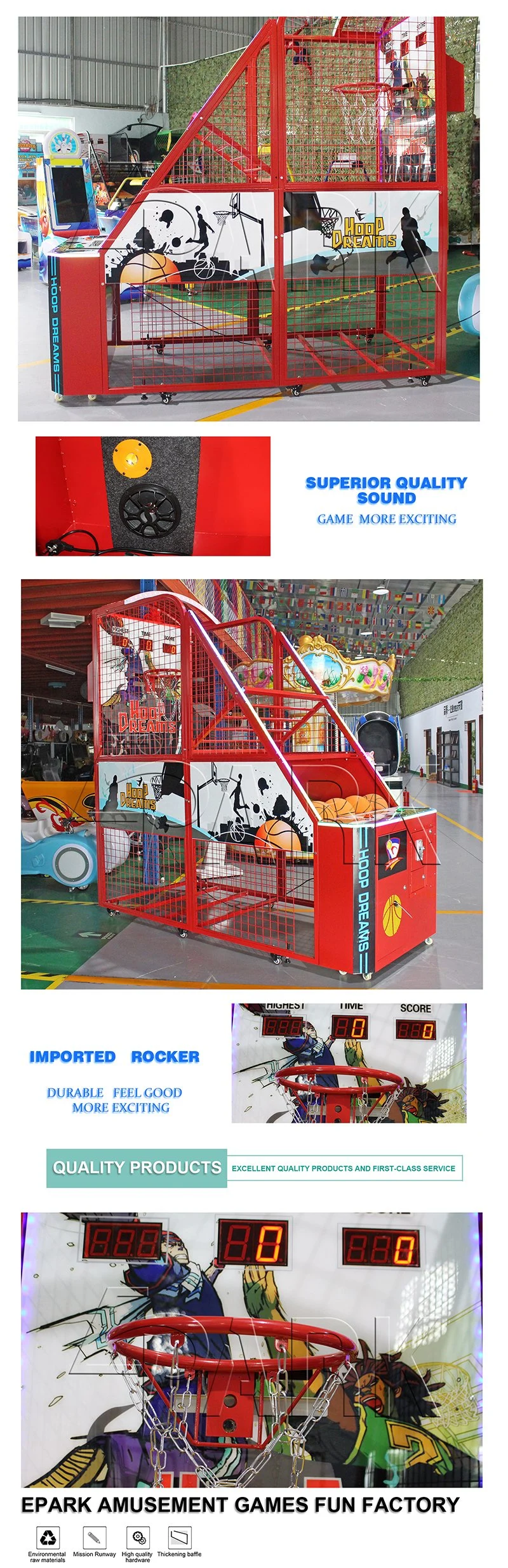 Amusement Street Basketball Hoop Arcade Machine Electronic Shot Ball Game Machine