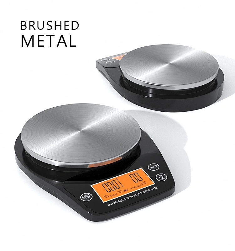 Round Shape Electronic Weighing Kitchen Coffee Scale with Timer Function
