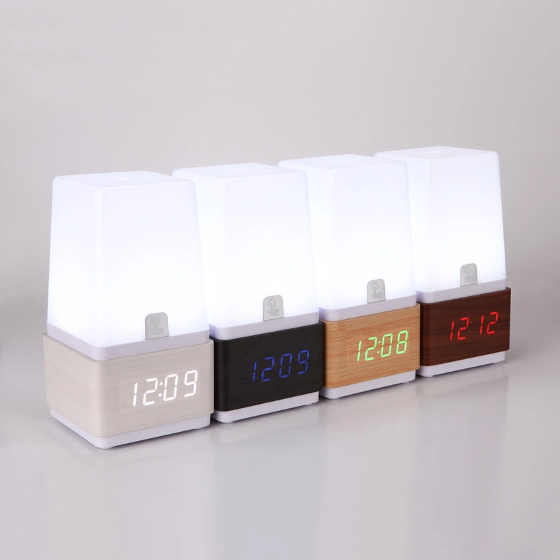 Kh-Wc019 Desktop Modern LED Desk Touch Table Night Lamp with LED Digital Display Alarm Clock