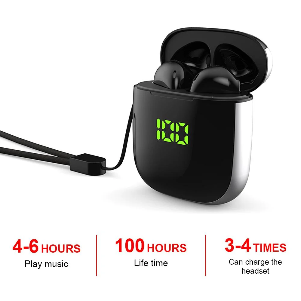 Portable Mini Wireless Headphone LED Digital Display Tws Bluetooth 5.0 Earphone for Sports