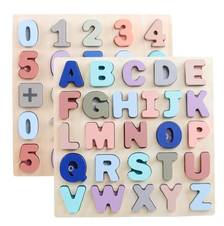 Alphabet Upper Case Letter and Number Wood Montessori Learning Board
