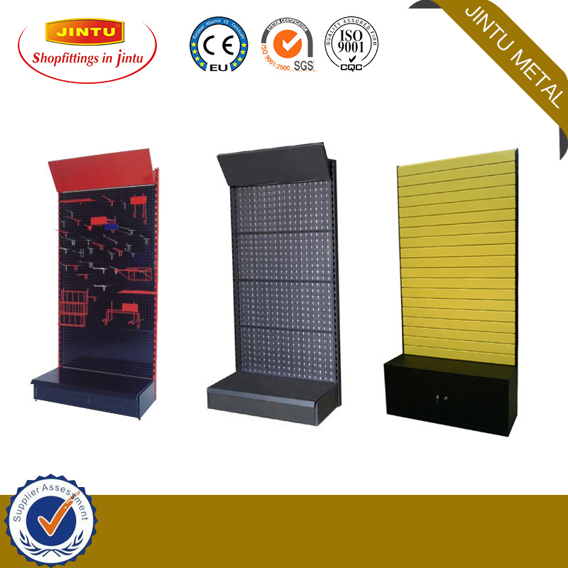 Retail Trade Show Peg Board Floor Hanging Hardware Tools Produce Display Stand Shelves with Hooks/Display Shelf/Display Rack