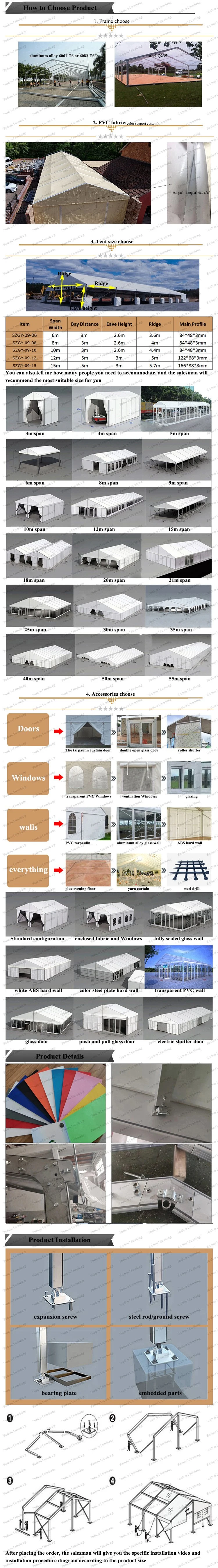 (Electronic Components) Outdoor Transparent PVC Pipe Frame Marquee Tent Prices Wedding Big Tents for Sale Army
